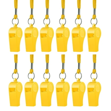 Necvior 12Pcs Referee Coaches Whistle Loud Crisp Sound Whistle Sports Whistle with Lanyard for Soccer, Football, Basketball