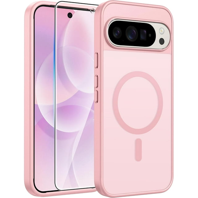 MISSUNNY for Google Pixel 10 & 10 Pro Case: Pixel 9 & 9 Pro Case | Magnetic Matte Shockproof Rugged Translucent Phone Cover - Military Grade Drop Proof Sturdy Slim Protective Cases (Pink/6.3 Inch)