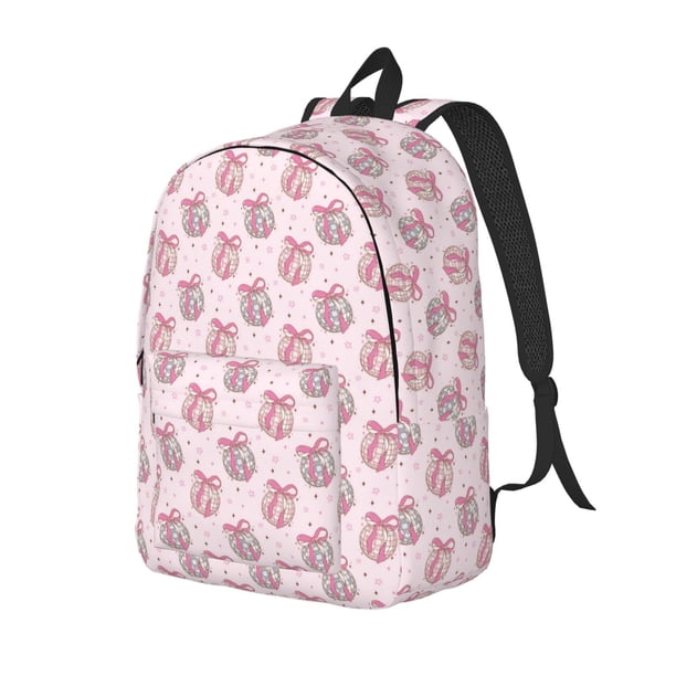 Balery Pink Disco Ball Mochila Clásica Impresa Básica para Viaje, Mochila Escolar Resistente al Agua, Mochila de Lona con Correas Ajustables-Small