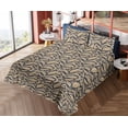 thumbnail image 4 of Ambesonne Garden Fitted & Flat Sheet with Shams 4 Pcs Set, Monochrome Botanical Pattern, Calking, Pastel Brown and Dark Indigo, 4 of 5