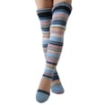thumbnail image 2 of Women Y2k Knitted Warm Thigh High Socks Over The Knee Striped Autumn Winter Elastic Long Boot Stockings, 2 of 6