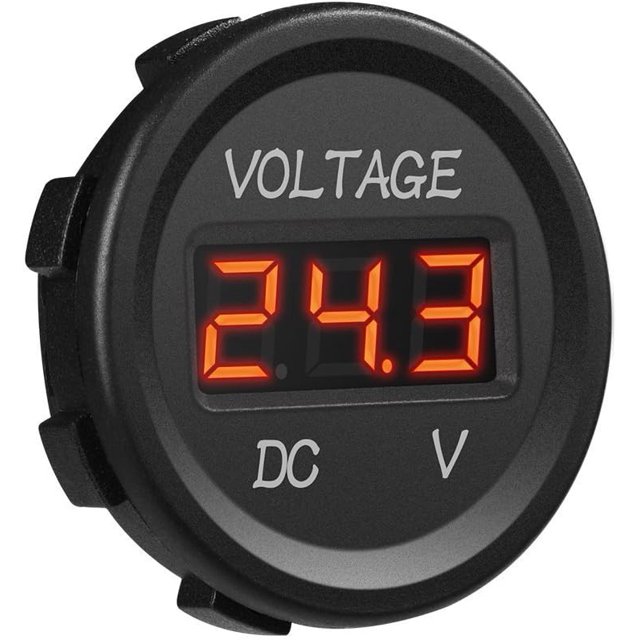 Huggegwe Voltmètre Numérique Étanche LED Rouge/bleu/vert 12V-24V pour Voiture Auto Moto (Rouge) U2537-2022