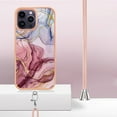 thumbnail image 2 of Mantto for iPhone 14 Pro Max Case, with Lanyard Adjustable Strap, Marble Pattern Soft TPU Bumper Hard PC Back Shockproof Protective Glossy Stylish Durable Phone Case for Women Girls,Rose-carmine, 2 of 7