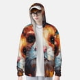 thumbnail image 2 of Daiia Oil Painting Colorful Hamster UPF 50+ Sun Protection Hoodie Jacket Lightweight Long Sleeve Sun Shirt for Women Men with Pocket Hiking Outdoor-Large, 2 of 7
