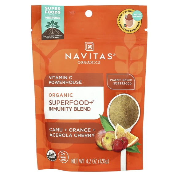 Navitas Organics Organic Superfood ® Immunity Blend, Vitamin C Powerhouse, Camu   Orange   Acerola Cherry, 4.2 oz (120 g)