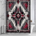 thumbnail image 2 of Red Grey White Pattern Shower Curtain for Bathroom, Bohemian Ethnic Vintage Texture Waterproof Cloth Fabric Bathroom Accessories Set with 12 Rust Proof Plastic Hooks, 48"x72", 2 of 9