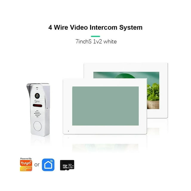 Metal Doorbell Video Intercom System For Home Tuya Smart Video Doorhpone Camera 160° 4-Wired 1080P Touch Monitor ,Smart Detection