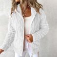 thumbnail image 7 of Lenpel Fleece Jackets for Women 2024 Fashion Solid Color Zip up Hooded Fuzzy Warm Coat Plush Fall Winter Outwear, 7 of 7