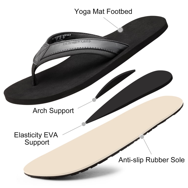 Men\'s Black Flip Flops | Outdoor Thong Sandals Arch Support Slip Resistant Amazon.com | WHITIN Men main image 3