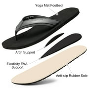 Harvest Land Comfortable Flip Flops for Men Arch Support Thong Sandals Non Slip Summer Beach Shoes Black Size 8 Males