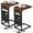 Rustic Brown, variant on C Shaped End Table with Station, TV Tray Set of 2, Couch Tables with Storage Bag, Slide Under Sofa Side Table with USB Ports and Outlets for Living Room, Black, HET04CBK