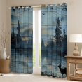 thumbnail image 2 of Feelyou Blue Wooden Plank Black Out Curtains, Tree Plant Botanical Curtains Pack of 2 (42x63 Each), Western Jungle Deer Bedroom Curtains, Window Curtains Decor, 2 of 6