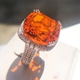 thumbnail image 4 of Womens Exaggerated Orange Gemstone Ring Gold Plated Inlaid Artificial Gems Semi-Precious Stones Geometric Copper Ring Fashion Jewelry Gift for Her, 4 of 5