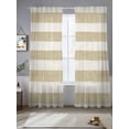 thumbnail image 3 of Cream Striped Semi Sheer Curtains 108 Inch Length 2 Panels Set, Farmhouse Vintage Brown Stripes Sheer Kitchen Curtain Privacy Voile Window Curtain for Living Room Bedroom Rod Pocket Drapes, 3 of 7