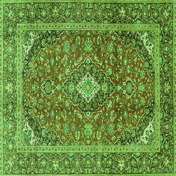 Ahgly Company Indoor Square Persian Green Traditional Area Rugs, 7' Square
