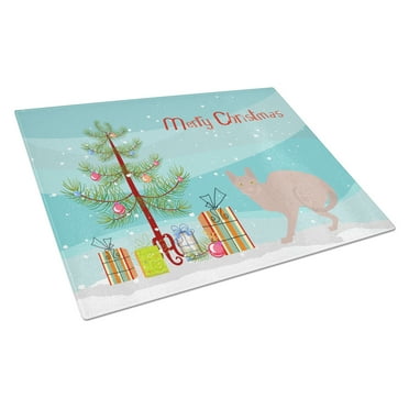 Carolines Treasures CK4606LCB Don Sphynx 3 Cat Merry Christmas Glass Cutting Board Large, 12H x 16W, multicolor