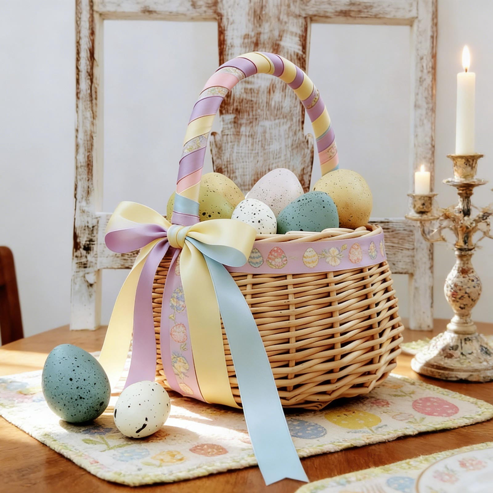 Willows Weaving Easter Basket Handmade Vines Weaving Hand Held Fruit And Vegetable Basket Outdoor Fruit Picking Picnic Basket Wood 5.9X8.66 Inches