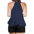 thumbnail image 5 of ZQUUVOU Tank Top For Women Halter Solid Color Loose Ruffle Casual Tops (Navy,XL), 5 of 7