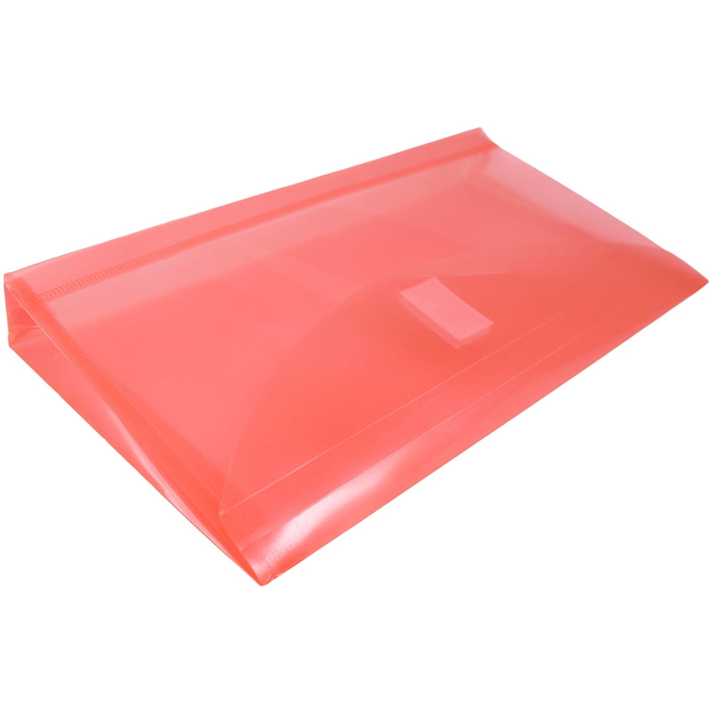 JAM Paper Plastic Expansion Envelopes, Hook & Loop Closure, #10 Booklet Wallet, 5 1/4 x 10, 1 in Expansion, Red, 3/Pack