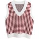 thumbnail image 3 of Suéter de punto con patrón de pata de gallo para mujer, chaleco sin mangas, cuello en V suelto, chaleco de los años 90, Top de punto XL, 3 of 3