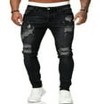 thumbnail image 1 of Jean Décontracté pour Homme à Trous Déchirés, Pantalon en Denim Style Crayon, Hip-Hop, Jogging, Mise en Forme, 1 of 5