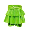 thumbnail image 2 of Girls 2-in-1 Sequin Shorts with Attached Skirt, Sparkly Puffy Dance Costume Shorts for Performance, Cheerleading and School Recital, Shiny Metallic Skort Green 120, 2 of 5