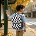 thumbnail image 6 of Black and White Wavy Checkered 17" School Backpacks for Teens,Waterproof Oxford Fabric,S-Shape Padded Straps for School,Travel,Hiking,Camping, 6 of 6