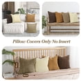 thumbnail image 6 of Lewondr Corduroy Throw Pillow Covers 18x18, Set of 4 Multi-Color Matching Square Soft Throw Pillow Cases Modern Stripes Couch Pillows for Living Room Home Bedroom Sofa Car Office Decor, 45x45cm/Brown, 6 of 9