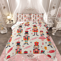 Manfei Nutcracker Bedding Comforter Set for Kids Girls, Merry Xmas Christmas Twin Comforter Sets, Colorful Candy Stars Bedding Set, Super Cozy Room Decor, Reversible 2-Piece