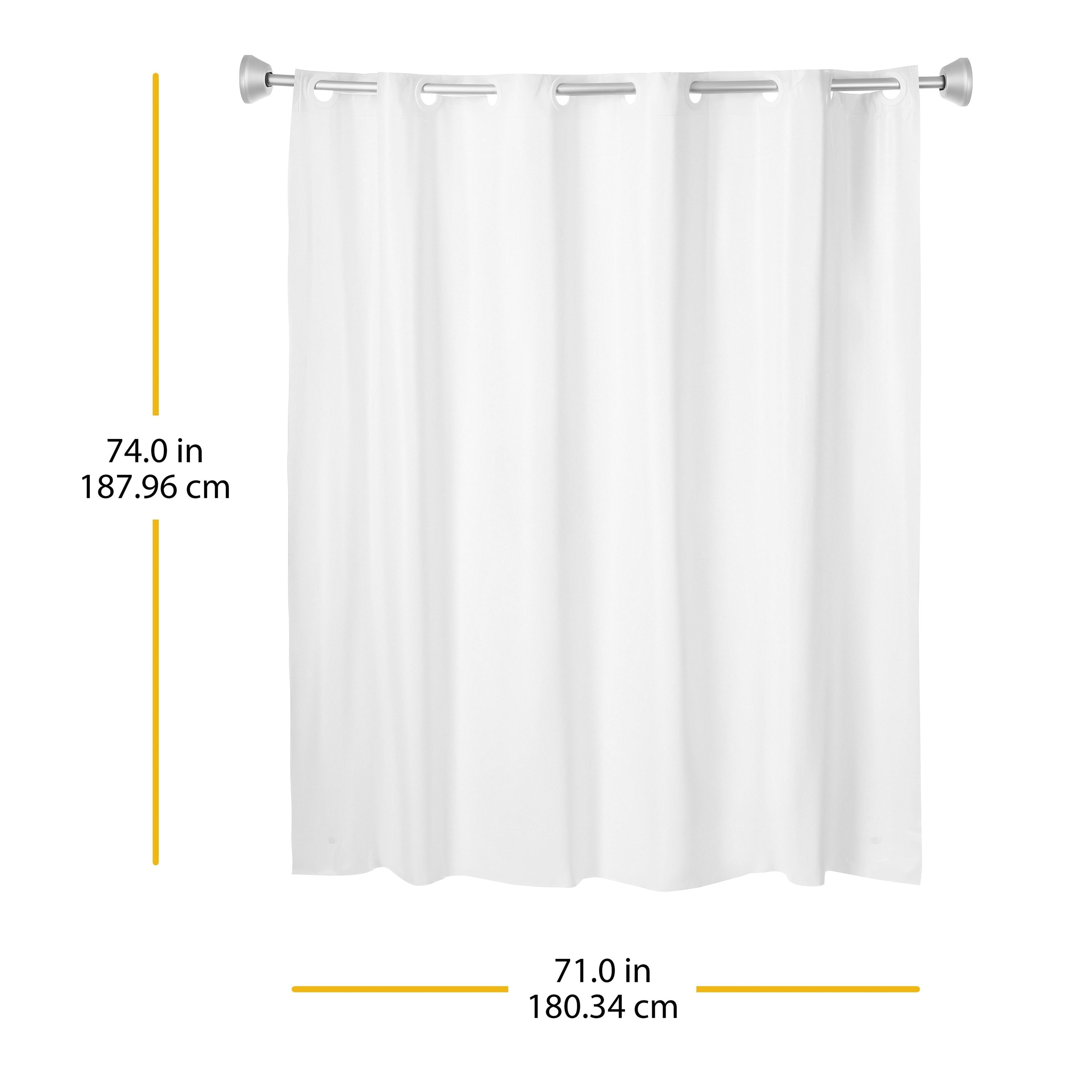 Whitmor No Hook Split Ring Vinyl Shower Curtain, 71" x 74"