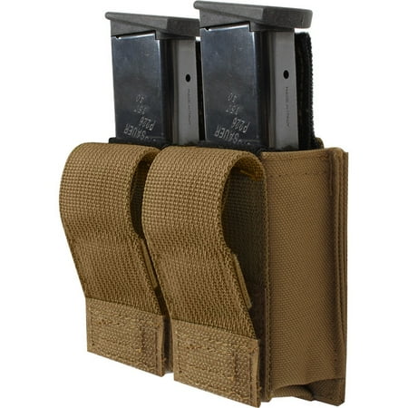 Coyote Brown - Tactical MOLLE Double 9MM Pistol Mag Pouch &