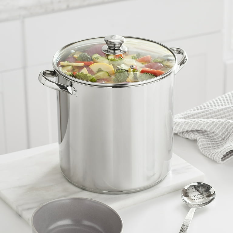 Mainstays Stainless Steel 16-Quart Stock Pot with Glass Lid 