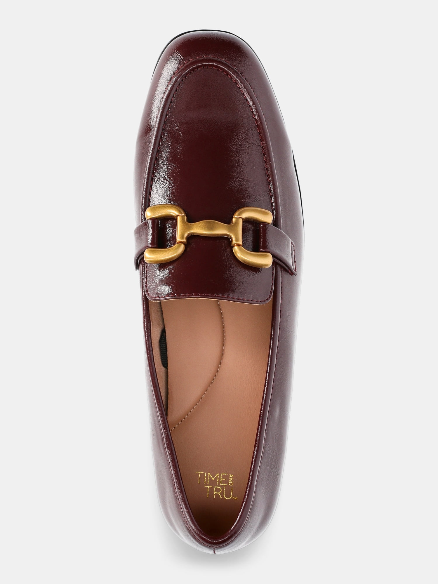 Time and Tru Women's Faux Leather Buckle Loafers