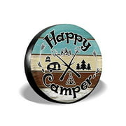 Happy Camper Camping Funny Spare Wheel Tire Cover Waterproof for Trailer RV SUV Truck Camper Travel Trailer Accessories(14,15,16,17 Inch)