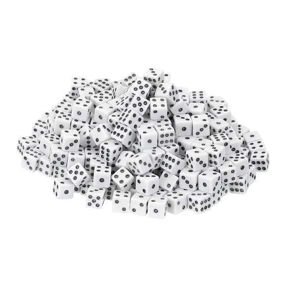 200Pack Mini Dice, 8mm/0.31" Acrylic Tiny Six Side Game Dot Square Dice Bulk for Table Board Game Party Activities, White/Black
