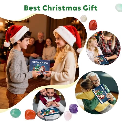 Crystal Advent Calendar 2025 for Kids, 24 Natural Gemstones Stones Advent Calendar with Geographic Gemstone Rocks and Minerals - Christmas Countdown Gift for Boys, Girls, Teens & Adults（2pack）