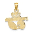 thumbnail image 3 of 14K Yellow Gold Charm Pendant Themed 13.5 mm 17.5 I Heart Football, 3 of 4