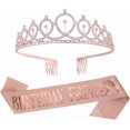 thumbnail image 1 of Ubiuo 2-piece Suit Birthday Princess Sash And Rhinestone Tiara Kit Birthday Gifts Glitter Sash And Birthday Crowns For Women Girl Party Decoration (ro, 1 of 4
