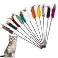 thumbnail image 1 of Cat Teaser Stick Soft Fake Feather Cat Wand Toy Pet Interactive Toy for Kitten, 1 of 10