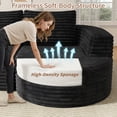 thumbnail image 6 of IDEALSOUL 118" Oversized Curved Modular Sectional Sofa, Deep Seat Upholstered Boneless Couch Sofa, Modern Flannel L-Shape Cloud Couch for Living Room, No Assembly Required, Black, 6 of 11