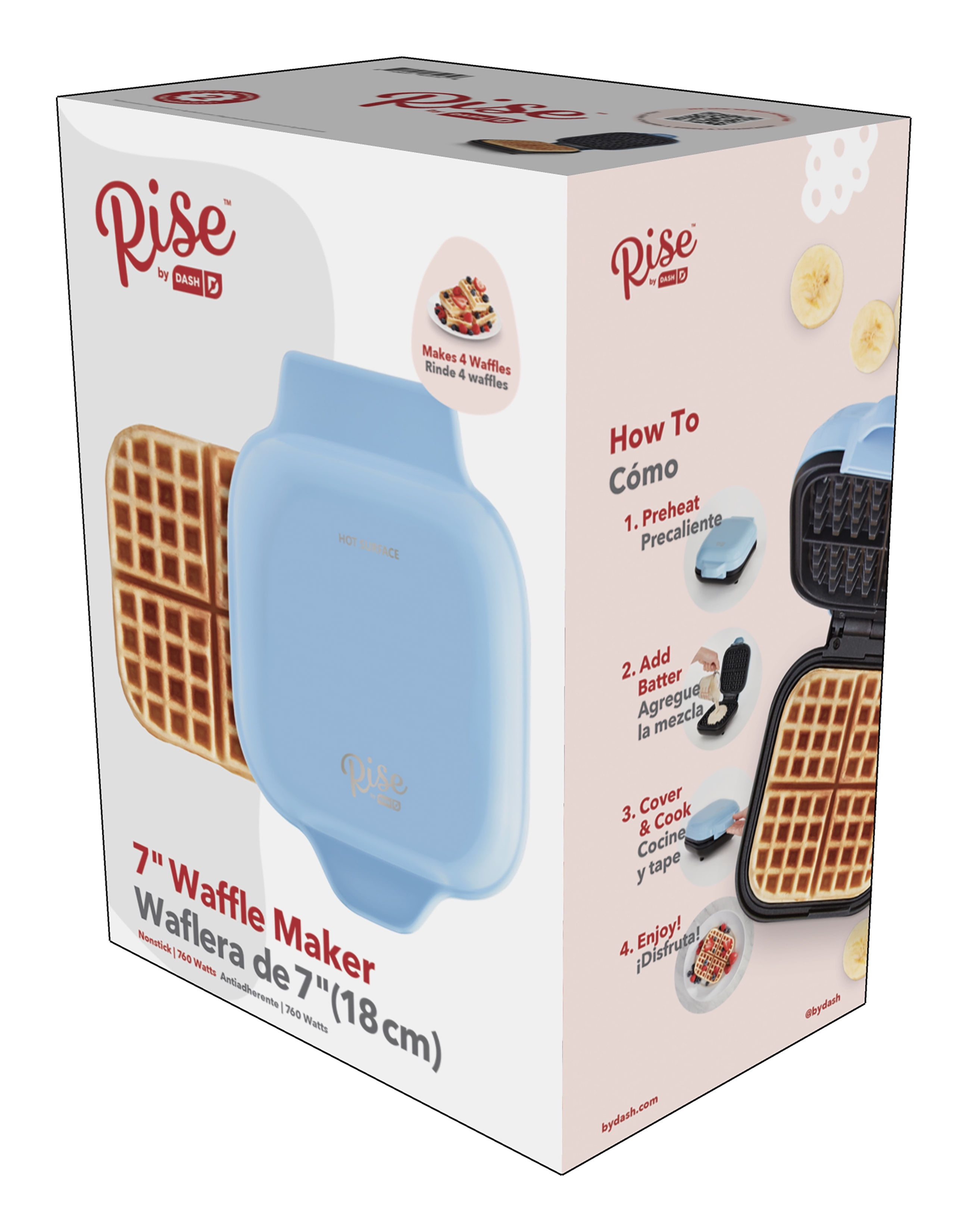 Rise by Dash Mini Square Waffle Maker for Individual Waffles, Hash