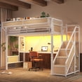 thumbnail image 3 of Harper & Bright Designs Twin Loft Bed with Built-in Desk and Wardrobe, Metal Loft Bed Frame with Storage Stairs and Baskets, Industrial Loft Bed with Power Outlet and LED Strip for Boys Girls, White, 3 of 15