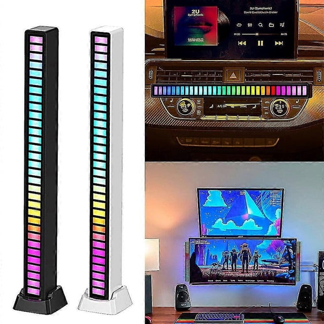 Barra de luz LED RGB de 32 LEDs activada por sonido e inalámbrica