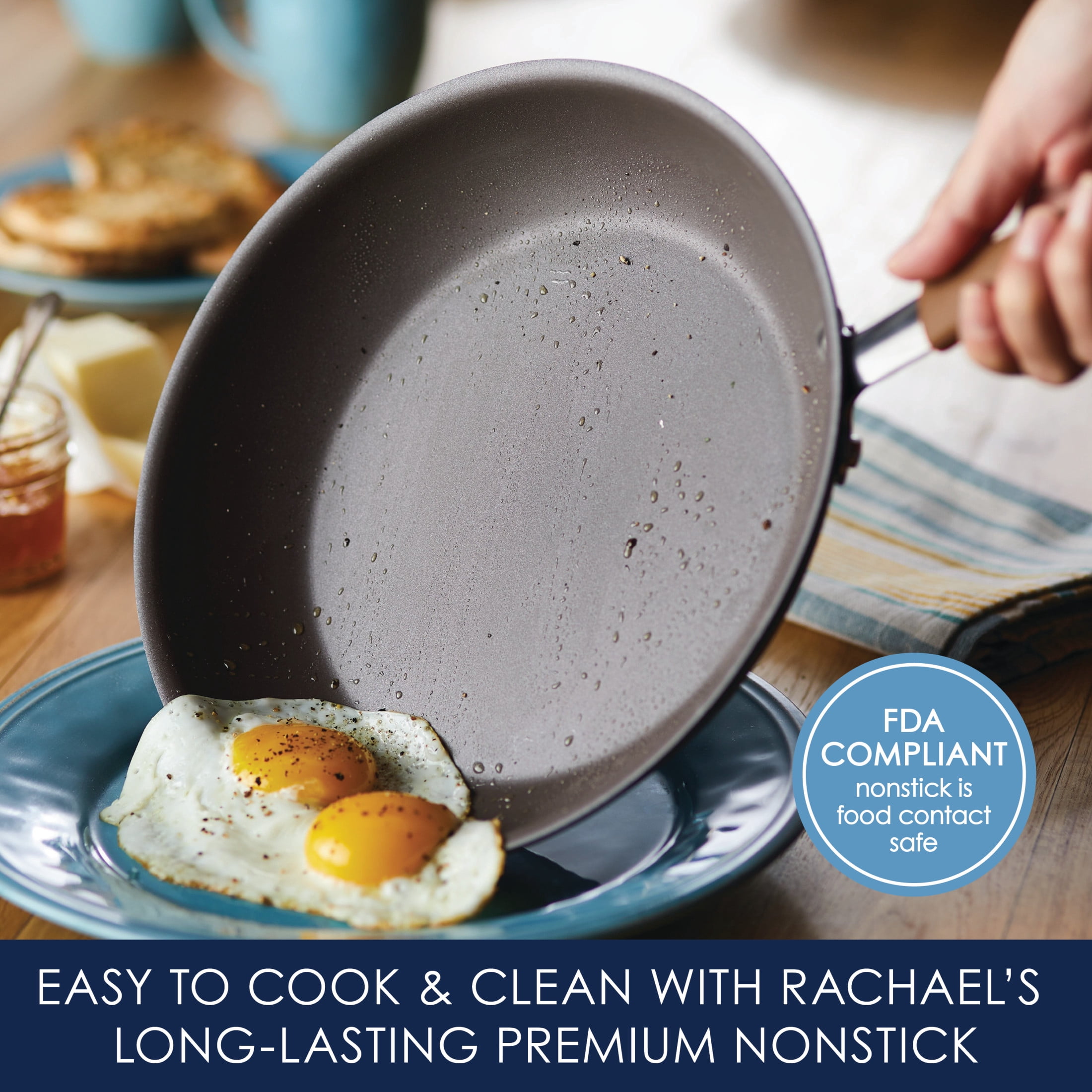 Rachael Ray Cucina Nonstick Cookware Pots and Pans Set, 12-Piece, Mushroom Brown