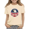 thumbnail image 2 of ITSAME Girls 4th of July T-Shirts Independence Day Short Sleeve Tops Kids American Flag Graphic Tee Khaki Size 5-6, 2 of 5