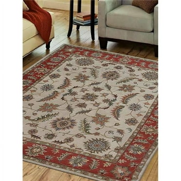 Glitzy Rugs UBSK00106T0126A16 8 x 11 ft. Oriental Beige Red Hand Tufted Wool Area Rug