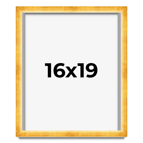 16x19 Shadow Box Frame Gold | 1.625 Inches Deep Real Wood Traditional Shadowbox Display Frame | UV