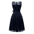 thumbnail image 4 of Dressystar Women Floral Lace Cocktail Party Dress Sheer Neckline Knee Length Bridesmaid Dress, 4 of 7