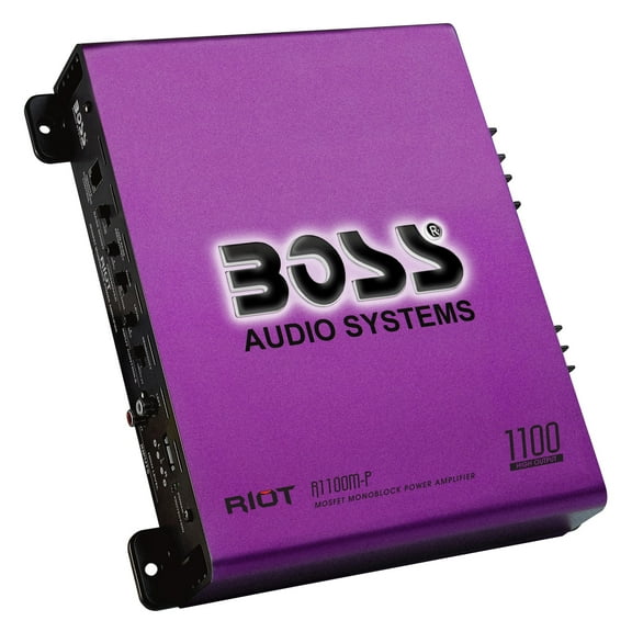 BOSS Audio Systems R1100M-P Monoblock Car Amplifier - 1100 High Output, 2-8 Ohm Stable, Low/High Level Inputs, Low Pass Crossover, MOSFET Power Supply
