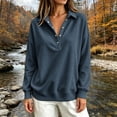 thumbnail image 5 of Trikvn Women's Waffle Knit Henley Shirt Long Sleeve V Neck Button Down Collared Pullover Tops Casual Loose Fit Ribbed Blouse for Work Office Everyday Wear Fall Fashion, 5 of 5